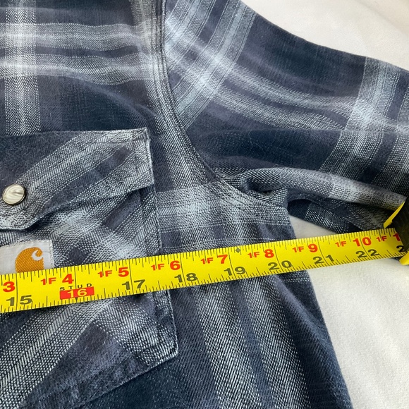 CARHARTT MENS RUGGED FLEX PLAID LONG-SLEEVED SNAP FRONT FLANNEL SHIRT EUC SMALL - Picture 10 of 13